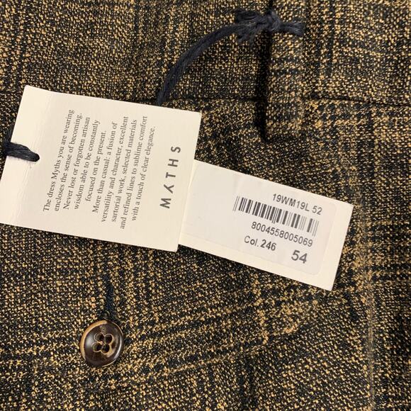 MYTHS Size 38 Yellow Black Plaid Wool Cotton Zip Fly Dress Pants - Picture 5 of 9